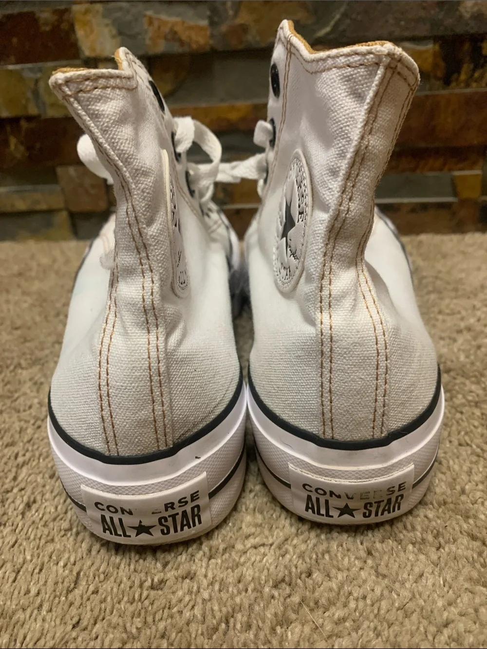 Converse   White High Top Sneakers with Black Trim